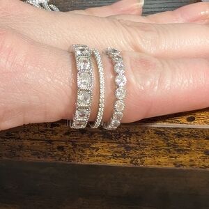 Sterling Silver Cubic Zirconia Stacking Ring Set